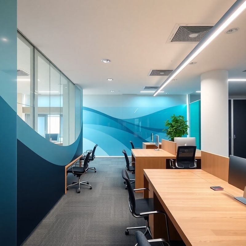Modernes Büro-Interior in Hannover mit Azur-Akzenten
