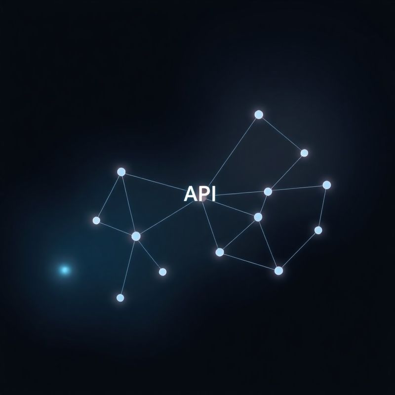 Abstrakte Visualisierung verbundener API-Knoten in Azurblau